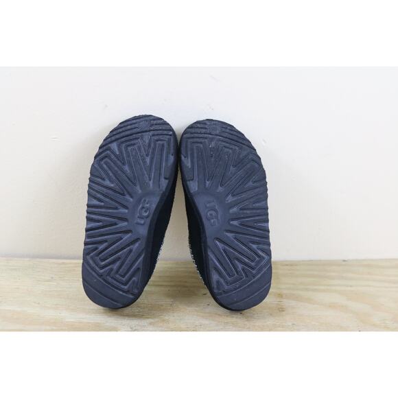 Ugg Slippers Kids 1 Black Suede Tasman II Shearling Lined Slip On Unisex Shoes - Picture 6 of 7